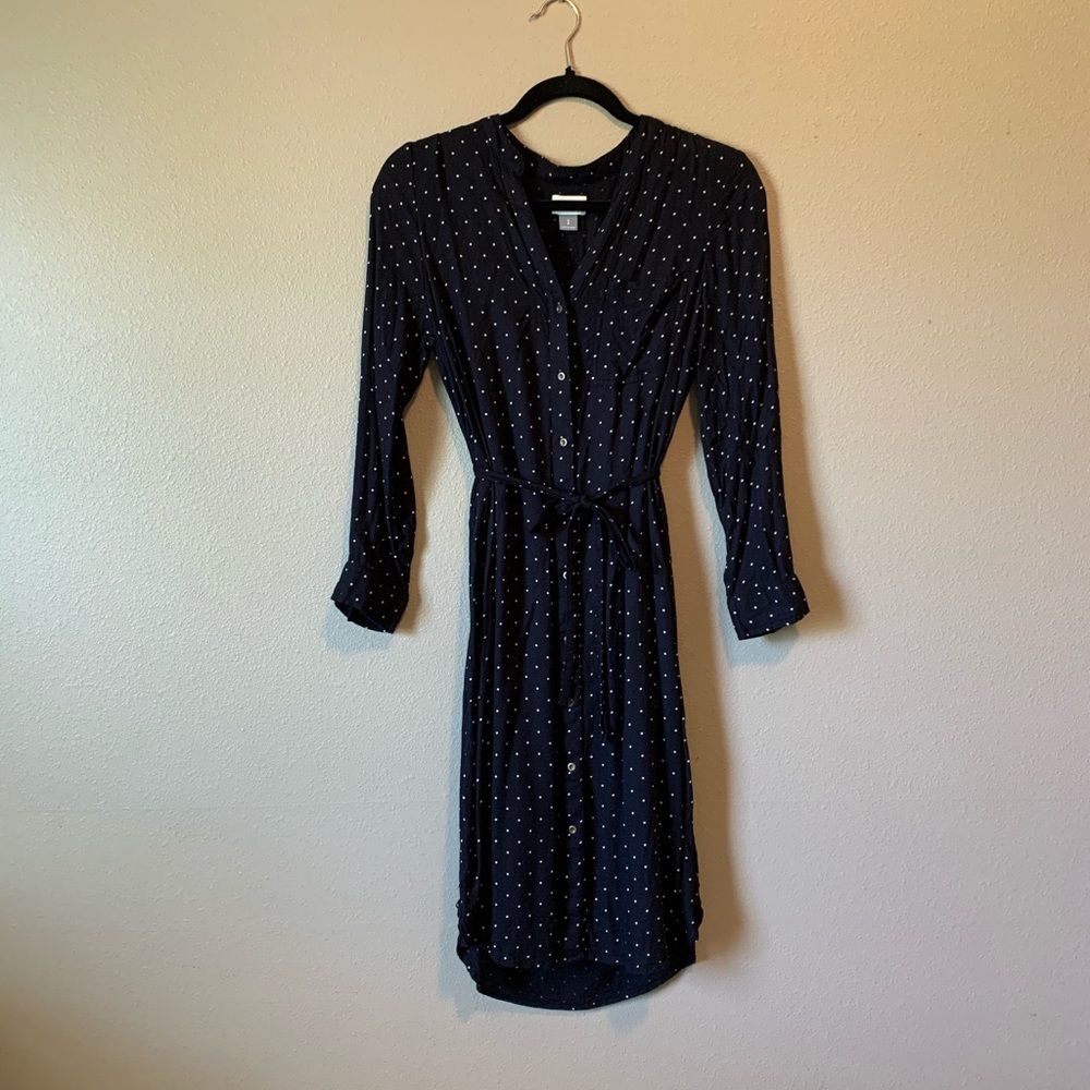 Navy and White Polka Dot Dress